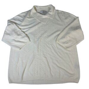 Allison Daley Sweater White Quarter Sleeve Mock Neck Collard Casual Women's Top